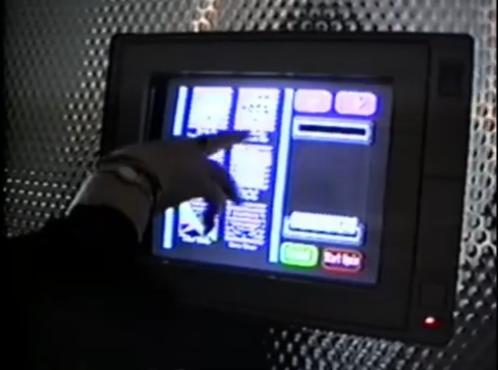 Hand pressing buttons on Megatron's touchscreen